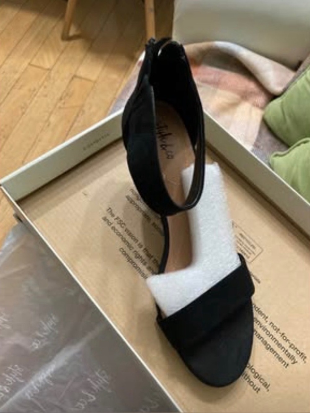 Style & Co. Black Suede Ankle-Strap Heel Sandal